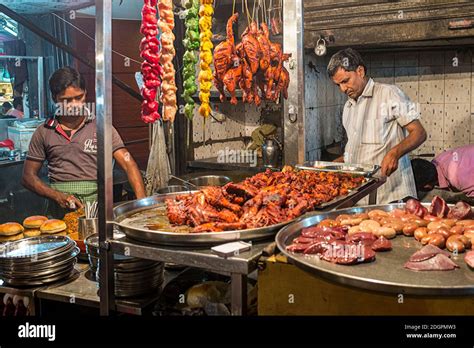 Chicken Tikka Being Prepared On A Street Food Stall On Mohammed Ali