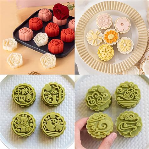 Mooncake mold rose flower auspicious cloud rabbit lotus mooncake mung bean pastry mold diy ...