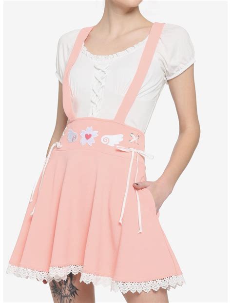 Pink Sakura Lace Up Suspender Skirt Hot Topic