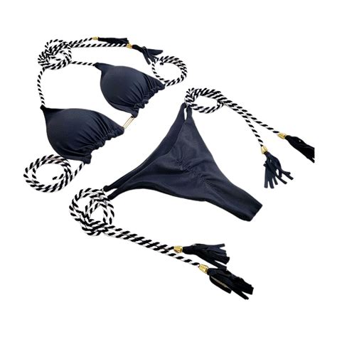 Celivon Womens Bikinis Swimsuit Summer Sexy Beach Color Blocked Halter Tie Backless Bikini