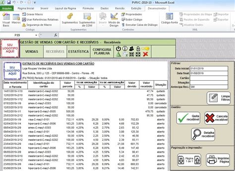 Planilha Controle De Recebimento E Vendas Cartao De Credito R 1790 Images