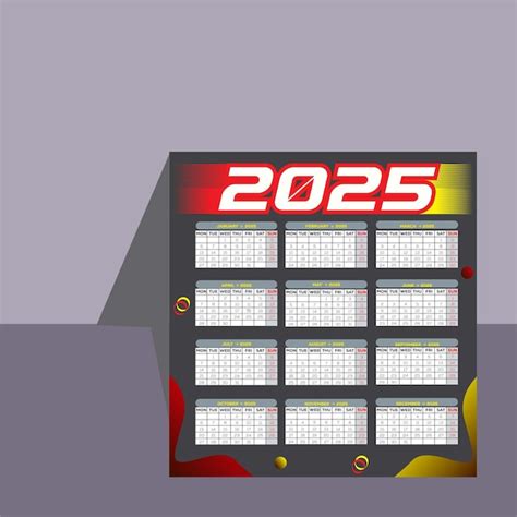 2025 diseño de calendario de escritorio o de pared colorido Vector