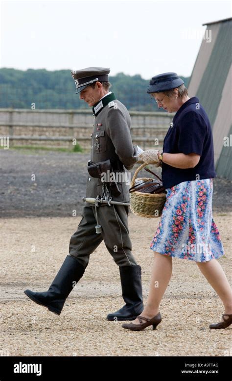 German Army Officer In Ww2 Uniform At Glen Miller Festival Uk England