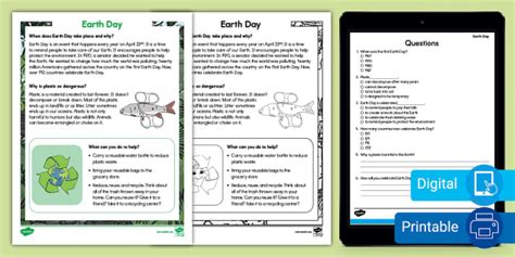 Earth Day Reading Comprehension Activity Twinkl Usa Worksheets Library