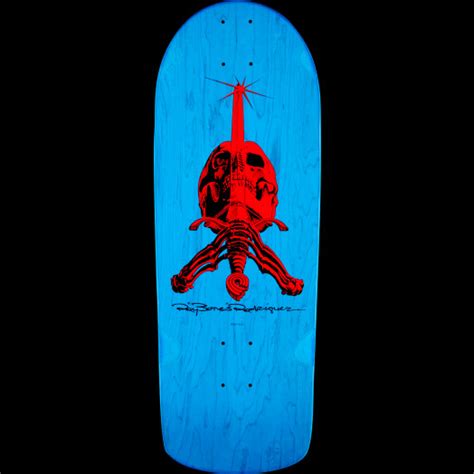 Powell Peralta OG Rodriguez Skull And Sword Skateboard Deck Blue 10 X