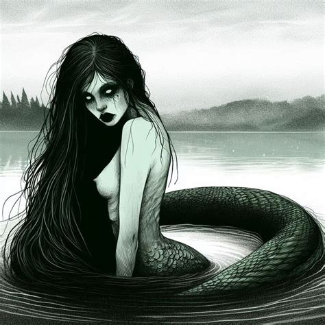 A Woman With Long Hair Sitting In The Water