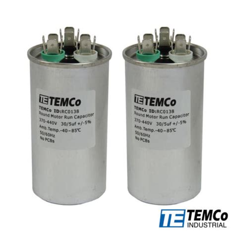 Temco Uf Mfd Vac Volts Round Dual Run Capacitor Hz