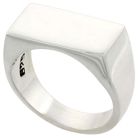 Worldjewels Sterling Silver Rectangular Signet Ring Solid Back