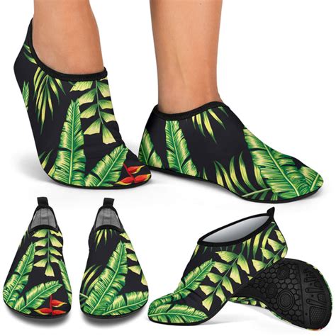 Hawaiian Flower Tropical Palm Leaves Aqua Water Shoes Jorjune