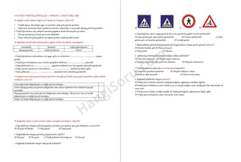 Trafik Güvenliği 4 Sınıf 1 Dönem 2 Yazılı Sınav Soruları 2021 2022