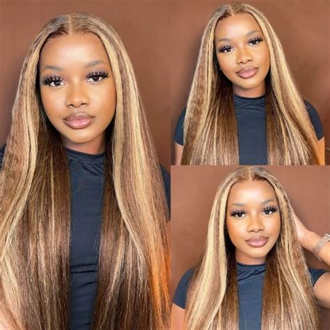 Unice Honey Blonde Highlights X Lace Front Kinky Straight Wig