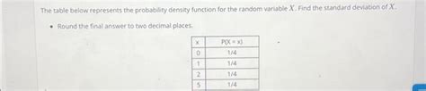 Solved The Table Below Represents The Probability Density Chegg