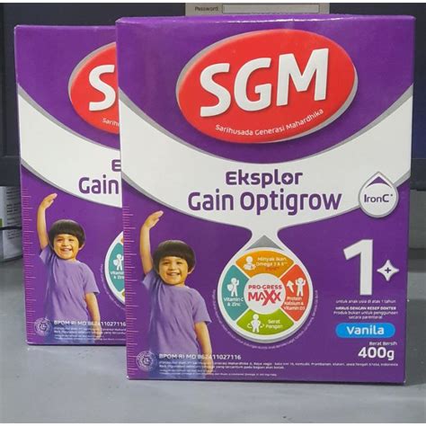 Jual SGM Eksplor Gain Optigrow 1 Plus Vanila 400g Box Shopee Indonesia