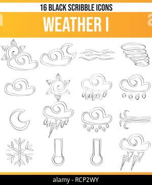 Doodle Weather Set Doodle Clouds Sun Light And Rain Sketch Icon Of