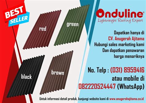 Jual Atap Bitumen Onduline Harga Terbaru Dan Terupdate CV ANUGERAH