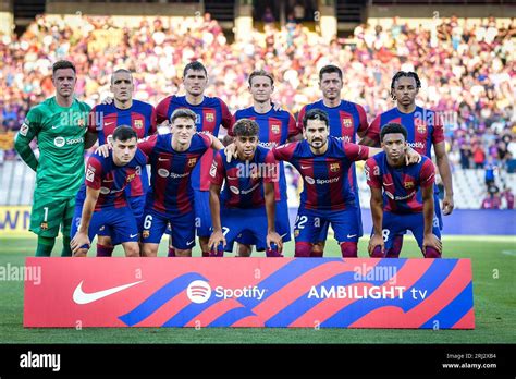 Barcelona Spain Th Aug Fc Barcelona Line Up During A La Liga