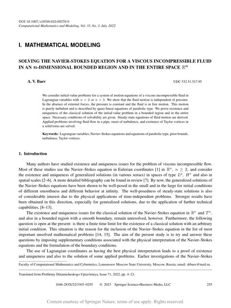 Solving the Navier-Stokes Equation for a Viscous Incompressible Fluid in an n-Dimensional ...