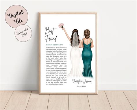 Best Friend Bride Wedding Poem Digital Print Gifts for Bride - Etsy