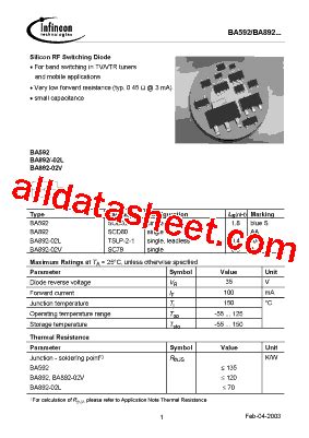 BA892 02V 数据表 PDF Infineon Technologies AG