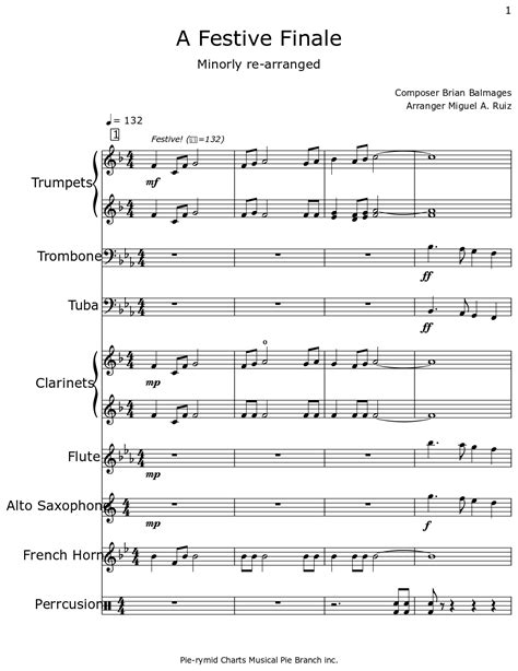 A Festive Finale Sheet Music For Trumpet Trombone Tuba Clarinet