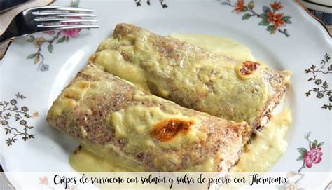 Crepes de trigo sarraceno molho de salmão e alho poró Thermomix