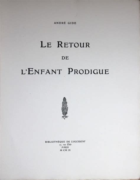 Le Retour De L Enfant Prodigue Par Gide Andr Tr S Bon Couverture