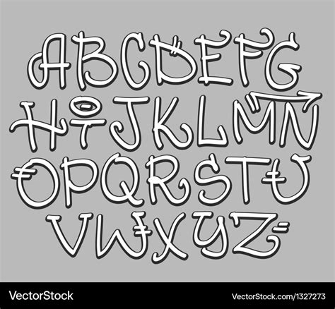 Graffiti font alphabet letters hip hop type Vector Image