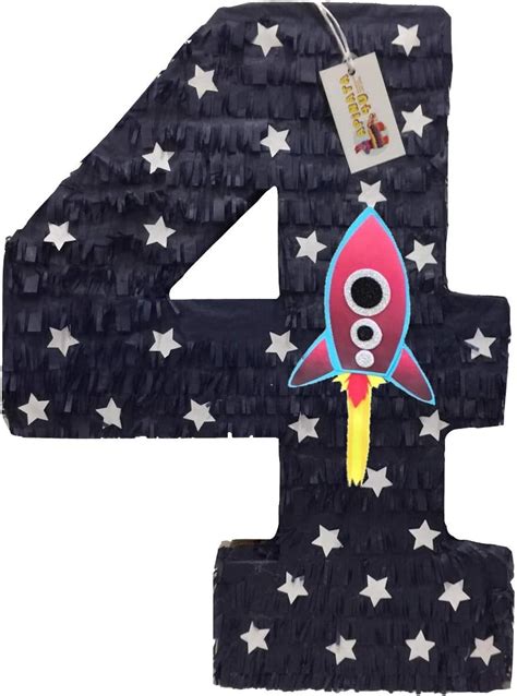 Apinata4u Large Number Four Pinata Spaceship Theme Out Of This World Party Toys