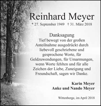 Traueranzeigen Von Reinhard Meyer Trauer Nordkurier