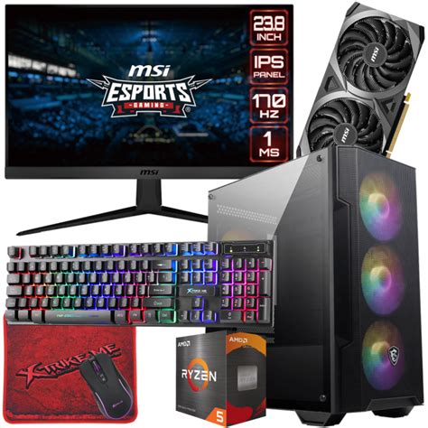 Setup Gamer FULL MSI Pc De Bureau Gaming Ryzen 5 5500 RTX 3060