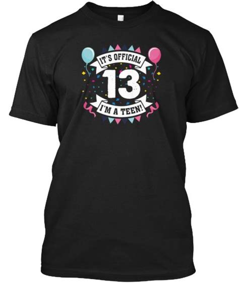 13th Birthday Teenager Girl Official Tee Black T Shirt Front Birthday