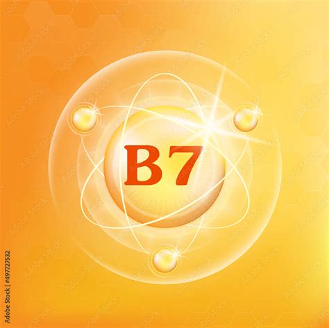 Vitamin B7 Icon Structure Golden Substance 3D Vitamin Complex With