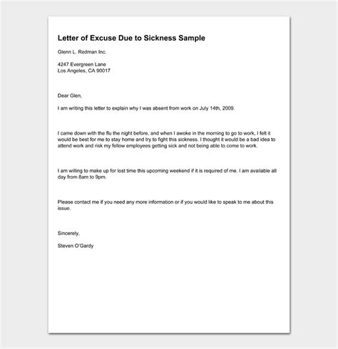 Formal Excuse Letters 10 Free Samples And Templates