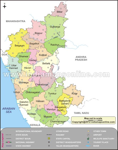 Karnataka District Map With Rivers