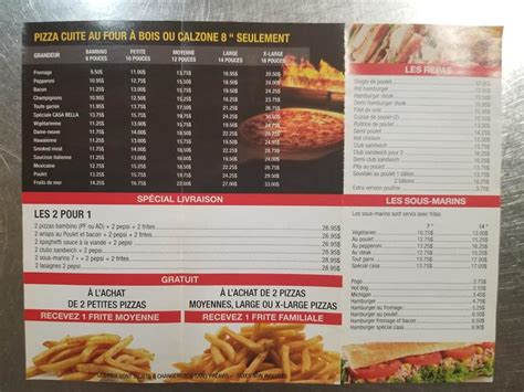 Menu Au Casa Bella Pizzeria Lachute