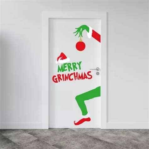 Vinilo Navideño Decorativo Para Puerta Olaf Reno Grinch Meses sin interés