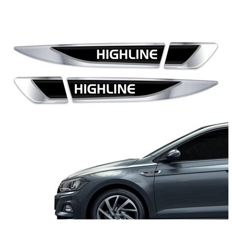 Adesivo Emblema Par Aplique Lateral Highline Cromado Resinado Vw Polo