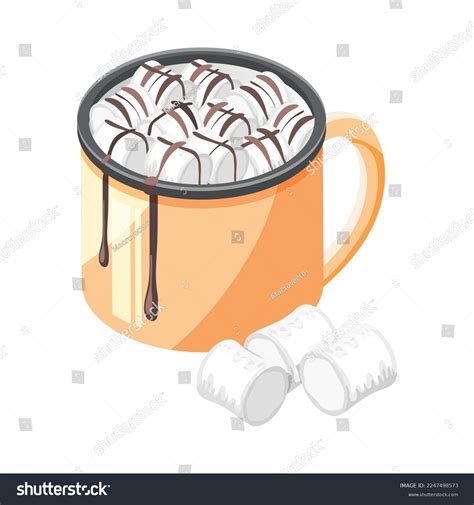 Isometric Cup Hot Cocoa Chocolate Marshmallows Stock Vector Royalty Free Shutterstock