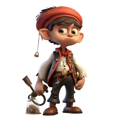 Premium Ai Image D Rendering Of A Cartoon Pirate With A Treasure Map