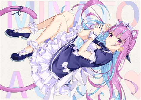 Purple Eyes Cat Girl Frills Hololive Icomochi Tail Rswxx Maid