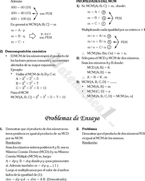 Minimo Comun Multiplo Y Maximo Comun Divisor