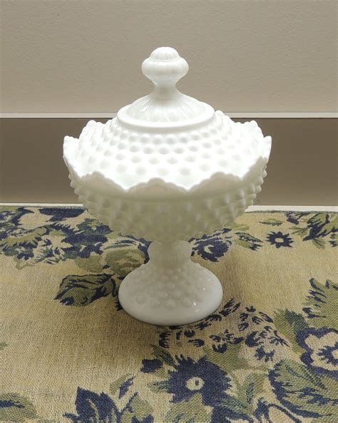 Hobnail Milk Glass Footed Candy Dish By Fenton By Jelenasshoppe