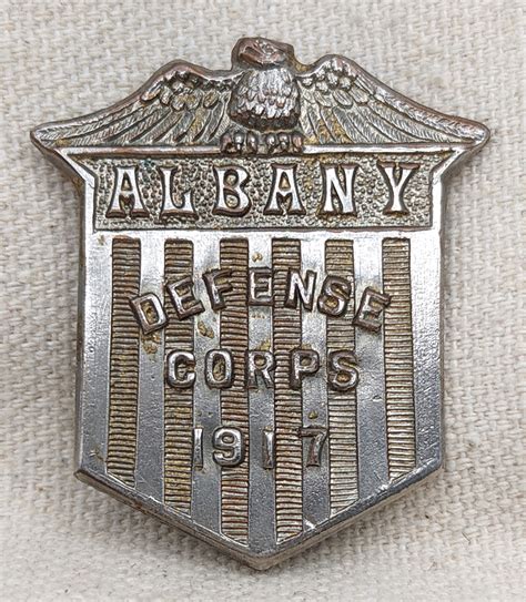 Rare #'d 1917 Albany NY Defence Corps (Auxiliary Police) Badge: Flying Tiger Antiques Online Store