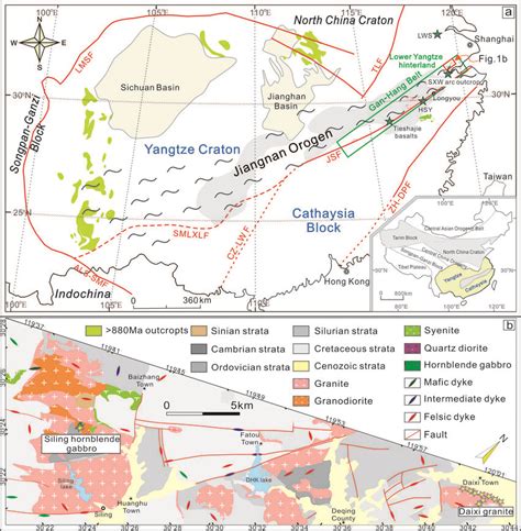 A Schematic Map Of The South China Block B Geological Map Of The