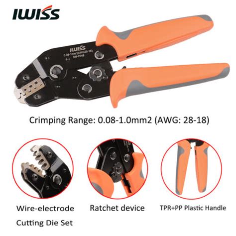 IWISS SN-2549 AWG28-18 Terminal Crimper Pliers Ratcheting Wire Crimping ...