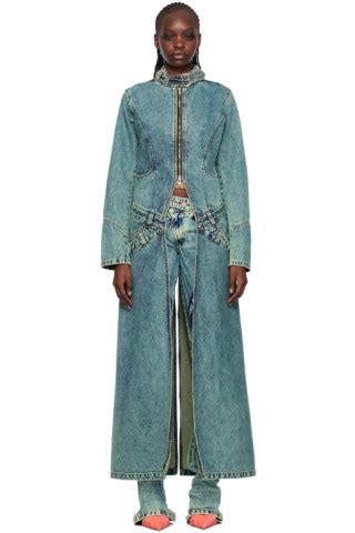 Ssense Exclusive Blue Denim Coat By Masha Popova On Sale