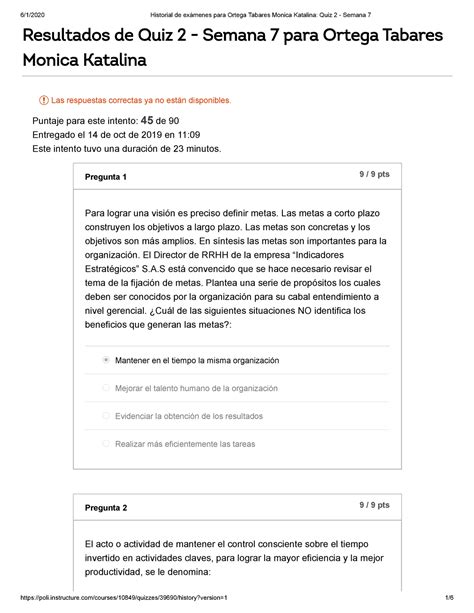 Examen Febrero Preguntas Y Respuestas Resultados De Quiz