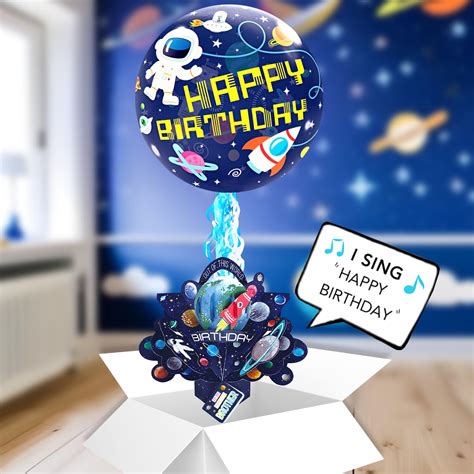 Brother Birthday Space Pop Up Card & Musical Balloon Surprise Delivere