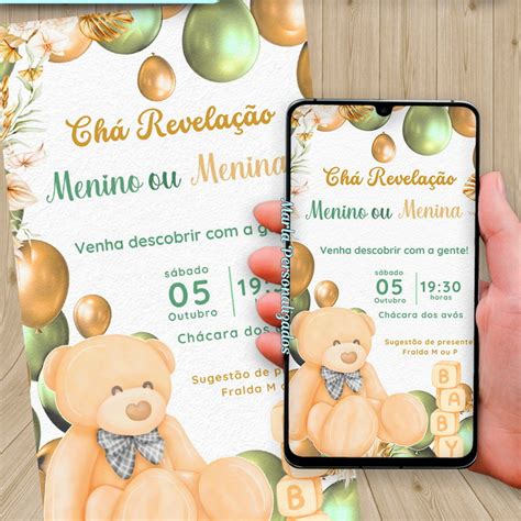 Convite Digital Chá Revelação Nude Elo Produtos Especiais