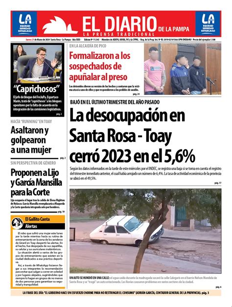 Tapa De El Diario En Papel Jueves De Marzo De El Diario De